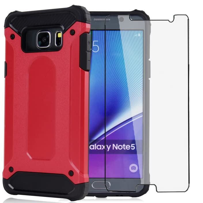 Asuwish Phone Case for Samsung Galaxy Note 5 with Tempered Glass Screen Protector Cover and Slim Rugged Hybrid Dual Layer Cell Accessories Protective