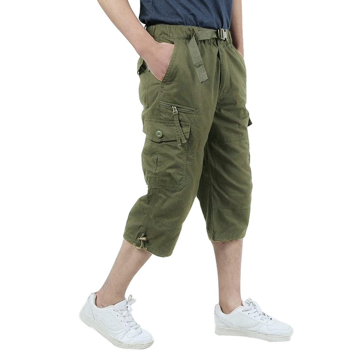 Allthemen Herren Cargo Shorts mit Gummiband 3/4 Bermuda Shorts Männer Cargo Hose Sommer Kurze Hose