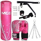 MCD Boxsack Erwachsene Hängend Ungefüllt Boxing Bag 120 und 150cm Boxsack mit Wandhalterung, Muay Thai Boxhandschuhe Set, Ideal für MMA, Kampfsport, Kickboxen Punching Bag, Boxsack Set Erwachsene