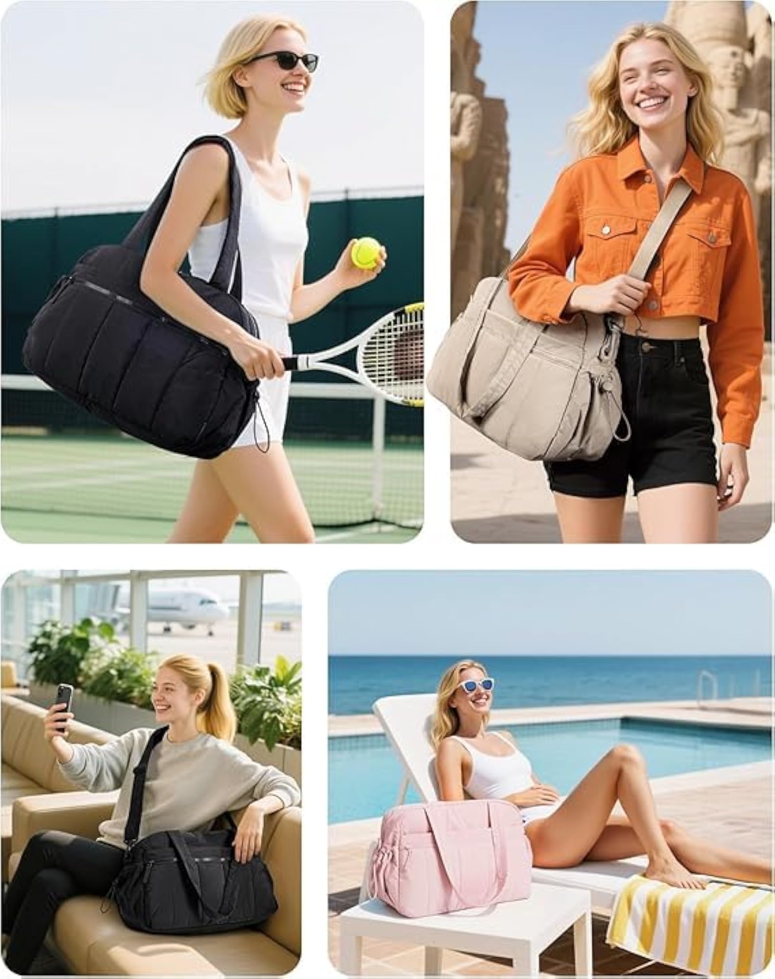 Women's Lightweight Gym Duffle Bag with Wet Pocket