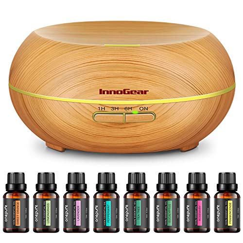 InnoGear Diffuser with Essential Oils, 200ml Aromatherapy Diffuser 8 Bottles Essential Oil Gift