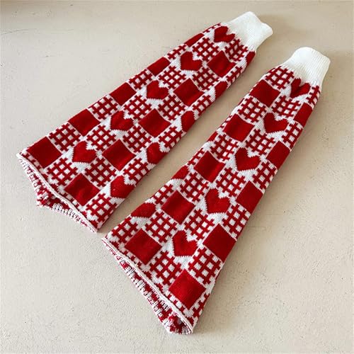 Image of Y2K Kawaii Leg Warmers Knitted Flare Leg Sleeves Love Heart Pattern Boots Cuffs Valentine's Ankle Heap Socks