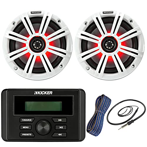 Combo receptor estéreo marino Bluetooth Kicker con bocinas LED 6.5" miniatura 1