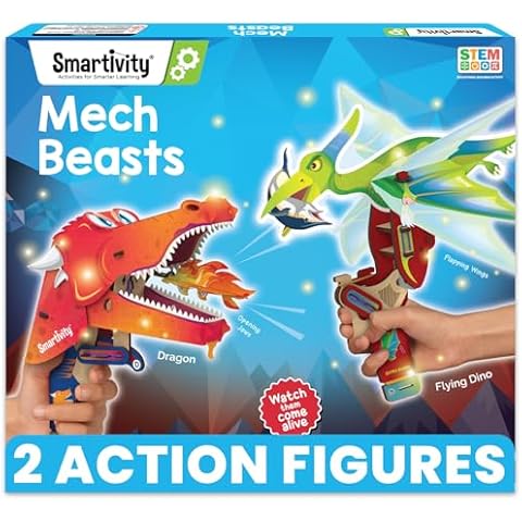 Smartivity Mech Beasts - DIY Dragon & Dinosaur for Kids Ages 6-12 Years I STEM Toy I Moving Mouth and Flying Action | Christmas, Birthday Gifts for Boys & Girls | Science Kit for Kids 6,7,8,9,10,11,12 Cover