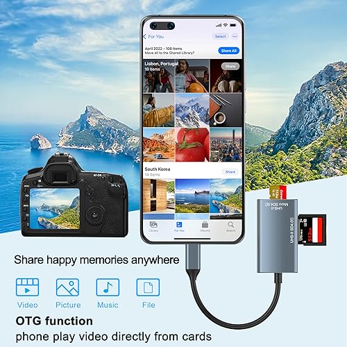DCHAV UHS-II USB C to SD Card Reader USB 3.0 A OTG Adapter Dual Connector Converter for Micro SD TF SDHC SDXC Microsd Compatible with Computer PC Laptop SD 4.0 Camera Memory Card Android Phone Mac - image 5