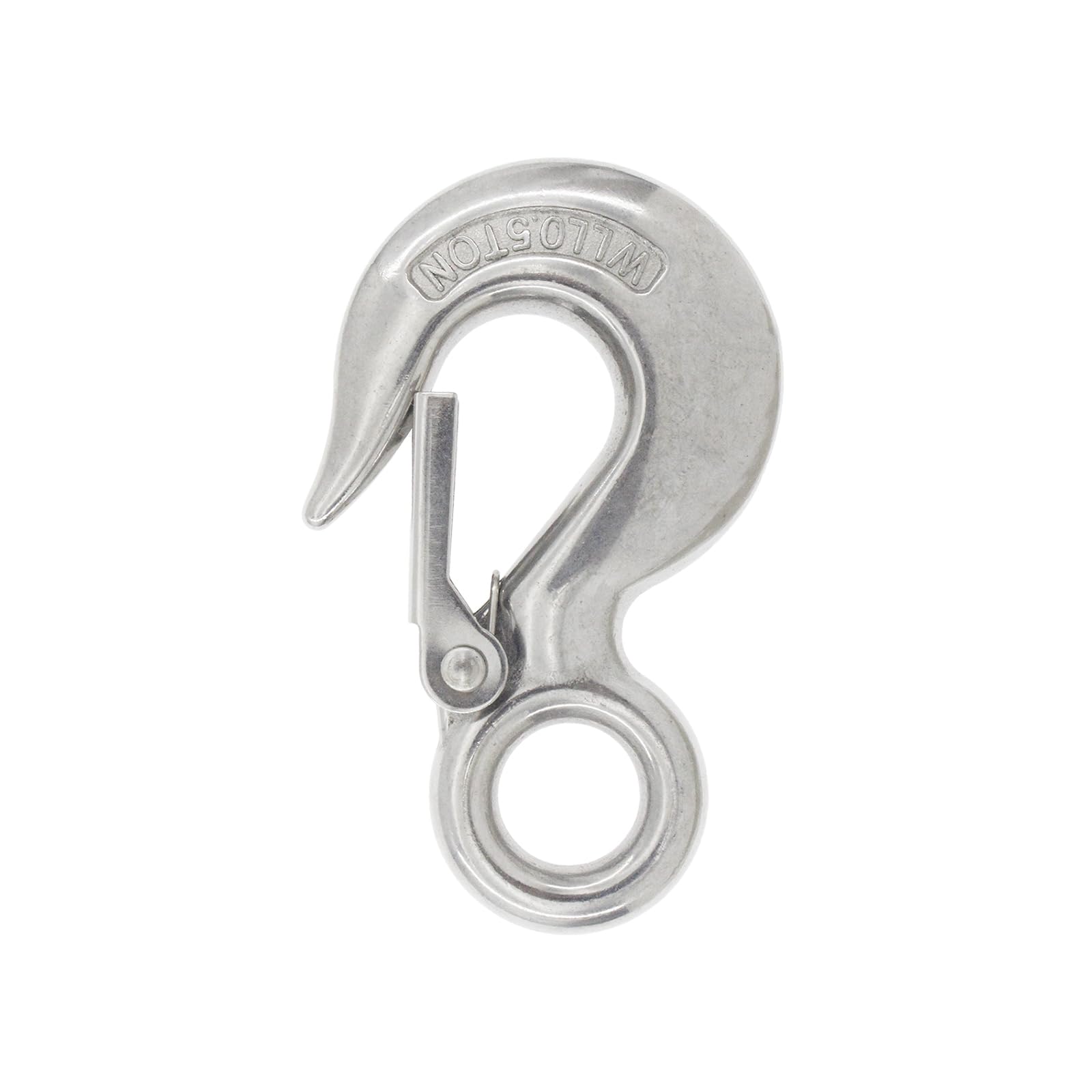 0.5T/90mm Swivel Eye Hook,SAFYY 304 Stainless Steel Authentic Swivel Round Eye Snap Clip Cargo Lifting Hook-1 PCS Silver