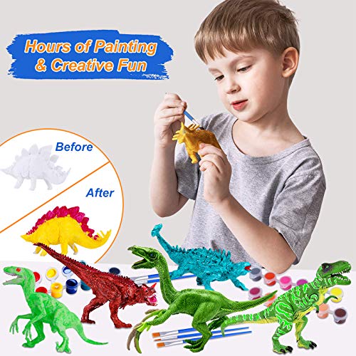 TEPSMIGO Kids Painting Kit Crafts and Art Set, 6 Large Dinosaurs,6 Small Dinos,Kids DIY Crafts Supplies Washable Dinosaur Painting Toys, Educaional Toys Gift for Boys Girls