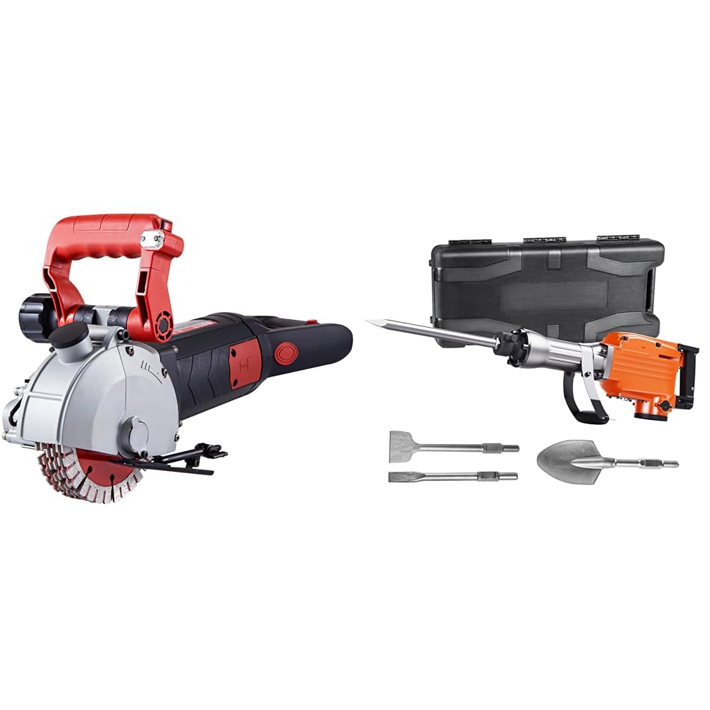 VEVOR Wall Chaser 4800W Slotting Machine with Laser Guide 6500rpm & Demolition Jack Hammer MAX 2200W Electric Jackhammer 1350 BPM Concrete Breaker Chisels