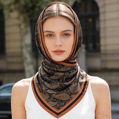 Image of ZDMHSH Fashion Scarves Scarf 100% Silk Feeling Scarf Silk Like Scarves Long Lightweight Sunscreen Shawls for Women