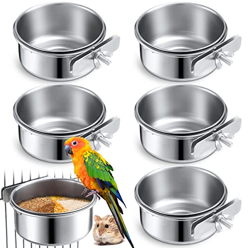 Sabary 6 Pack Bird Feeding Bowls Cups, Parrot Food Water Dishes Stainless Steel Bird Food Bowls with Clamp 10oz Birds Water Feeder for Parakeet Conure Cockatiel Lovebird Budgie Chinchilla Small Animal - image 8