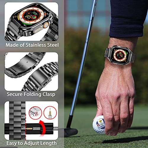 Image of MioHHR Stainless Steel Band and Case Compatible with Apple Watch Band 49mm