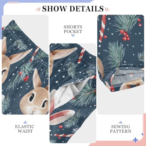 Pajama Pants Rabbits Candy Canes PJ Bottoms Sleepwear Lounge Sleep Pant with Pockets4