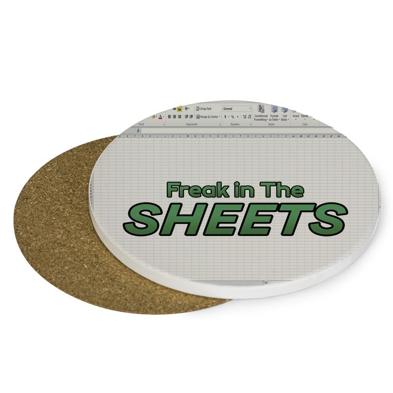 Freak in The Sheets Coaster, Account Coaster, Spreadsheet, Gifts for Coworkers, Accounting, Boss, Tableware, Coffee, Tea, Drink Coaster. (Round Ceramic Coaster)