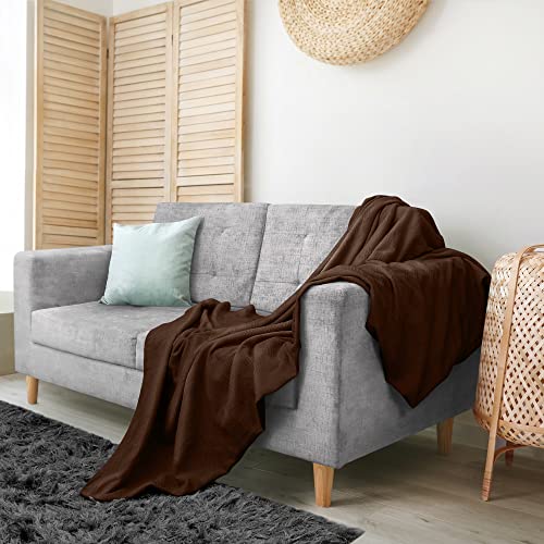 Utopia Bedding 100% Cotton Blanket (King Size - 90X108 Inches) 350Gsm Lightweight Thermal Blanket, Soft Breathable Blanket For All Seasons (Brown) #TOP4