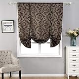 NAPEARL Jacquard Tie Up Curtains for Kitchen, Ajustable Balloon Shades for Windows, Fabric Semi-Blac