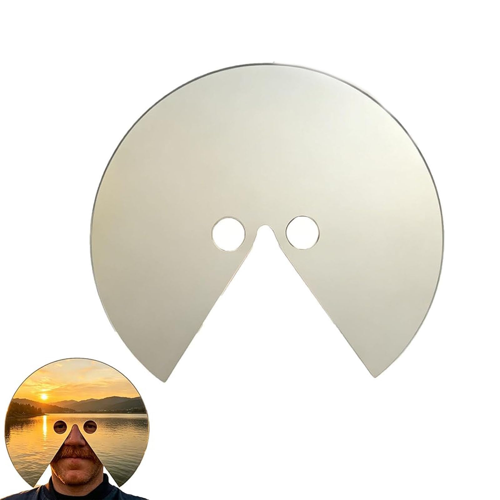 Novel Mirror Mask, Anti-Selfie Head Mounted Design, Unique Split Round Face Mirror, Surreal Wearable Facial Decor, Artistic Prop for Creative Photography,Video Shooting and Themed Party Cosplay (20cm) โ image 1