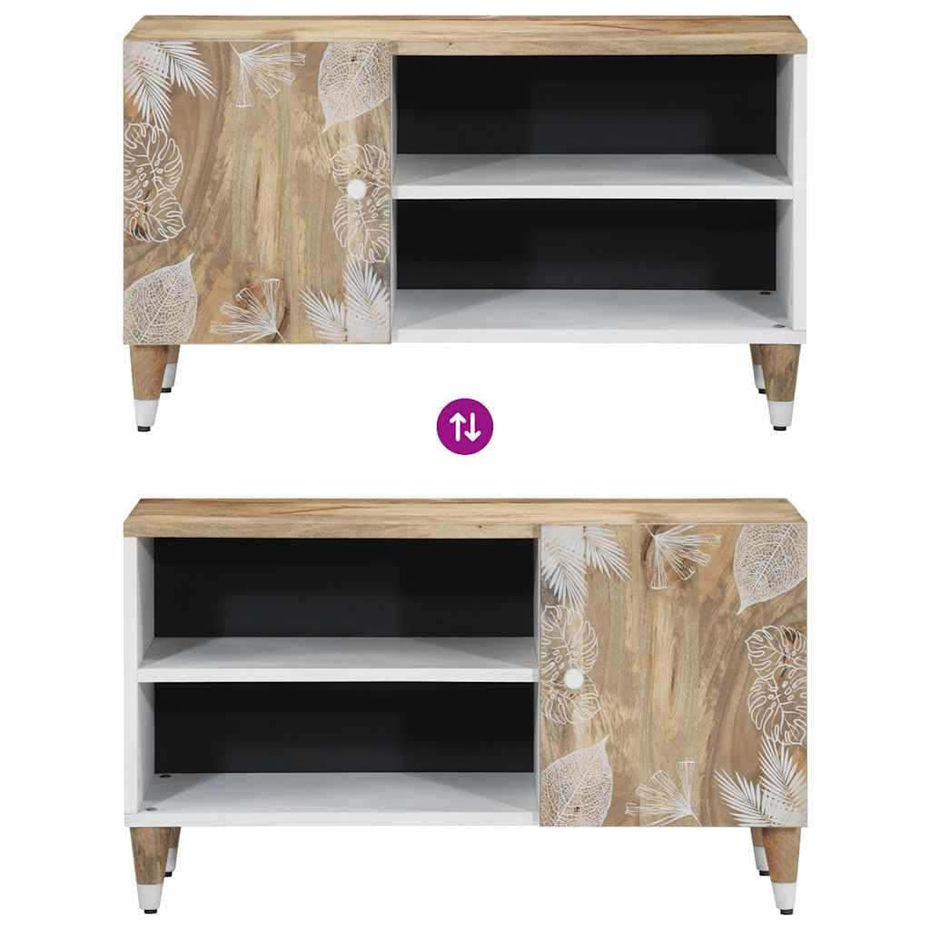 Mueble TV Madera Mango Macizo 80 x 31,5 x 46 cm con Almacenamiento