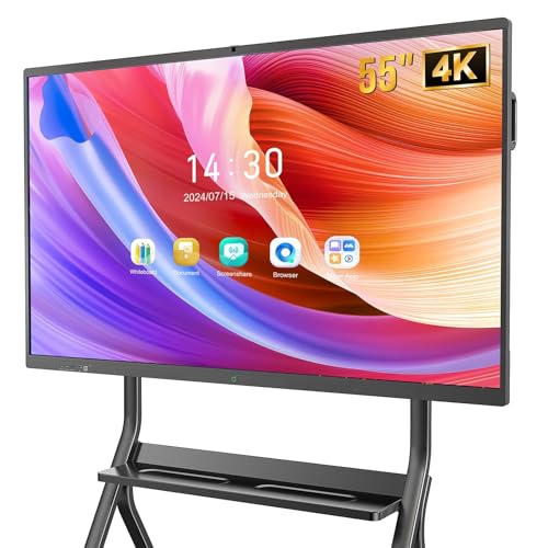 YIXZSWD Smart Board,55 Inch Interactive Whiteboard 4K Touchscreen Built in Ultra High Definition Camera Open App Ecosystem, Digital Presentation Electronic Smart WhiteBoard for Classroom Home Office