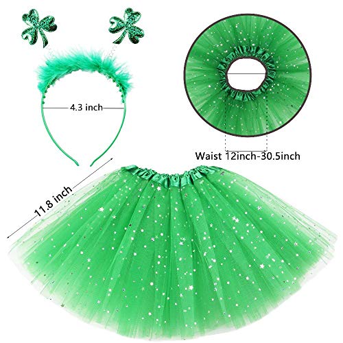 St-Patricks-Day-Headband-Green-Tutu-for-Girls-Shamrock-Clover-Headband-Boppers-St-Pattys-Day-Tulle-Skirt-Little-Girl-Saint-Patricks-Day-Dress-up-Accessories St Patricks Day Headband Green Tutu for Girls Shamrock Clover Headband Boppers St Pattys Day Tulle Skirt Little Girl Saint Patricks Day Dress up Accessories