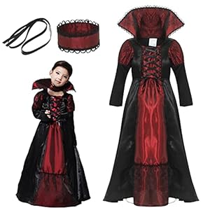 Cloudkids Disfraz de Reina Vampiresa -Disfraz de Vampiro Niña – Twilight – Vestido y Accesorios para Niñas Chicas para Halloween Carnaval,Cosplay