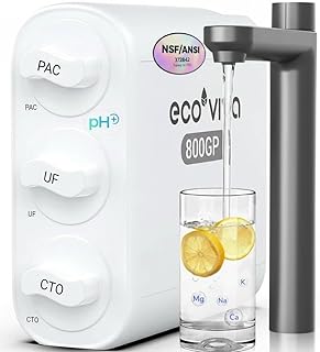 Ecoviva UF800G Ultra Filtrations Untertisch Wasserfiltersystem - 800G (3028 L/Tag) 0,01μm 4-stufige Hohe Kapazität Untertisch Wasserfiltration mit Wasserhahn - Reduzieren PFAS, PFOA/PFOS