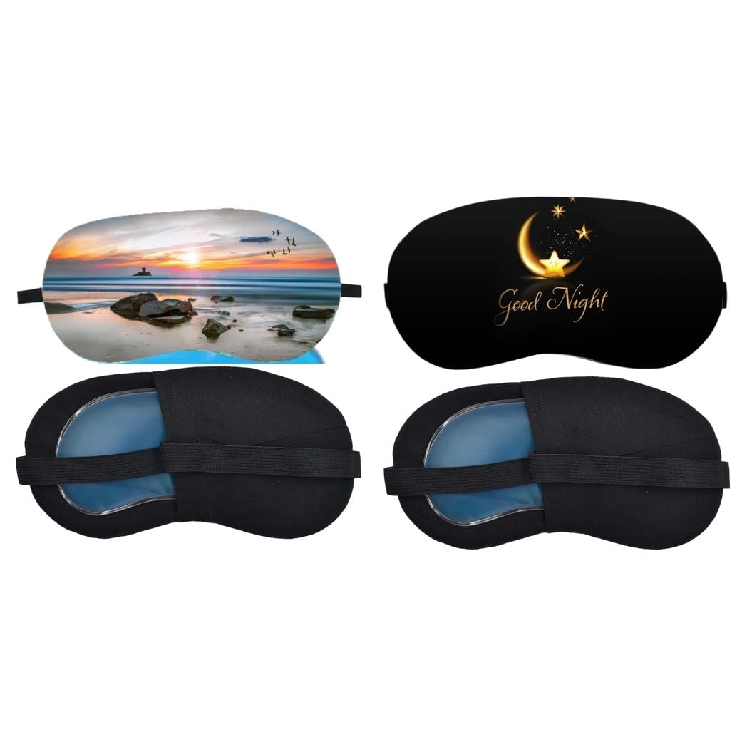 Aoxeria Sunset Beach, Golden Good Night Sleeping Eye Mask Combo, Soft Comfortable Light-Blocking Eye Cover for Women, Men & Kids, Reusable Blindfold for Night Sleep, Nap, Travel, Flight (Pack of 2)-image-27