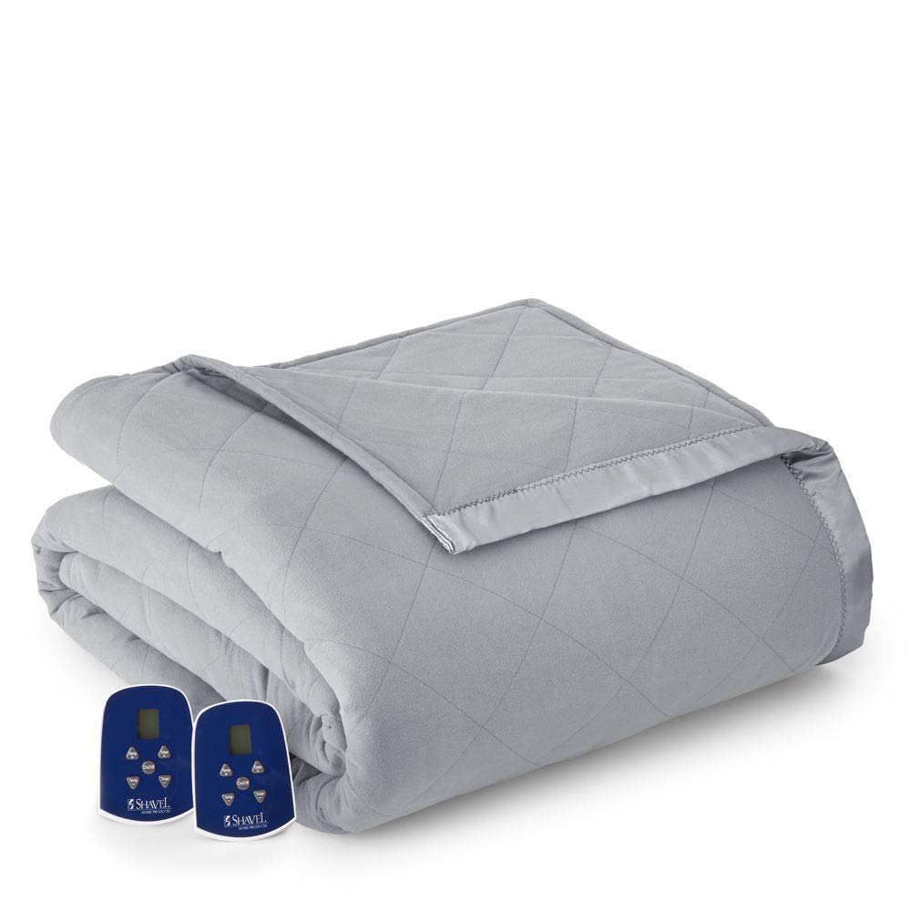 Shavel Home Products Micro Flannel Solid Electric Heated Blanket, King/California King