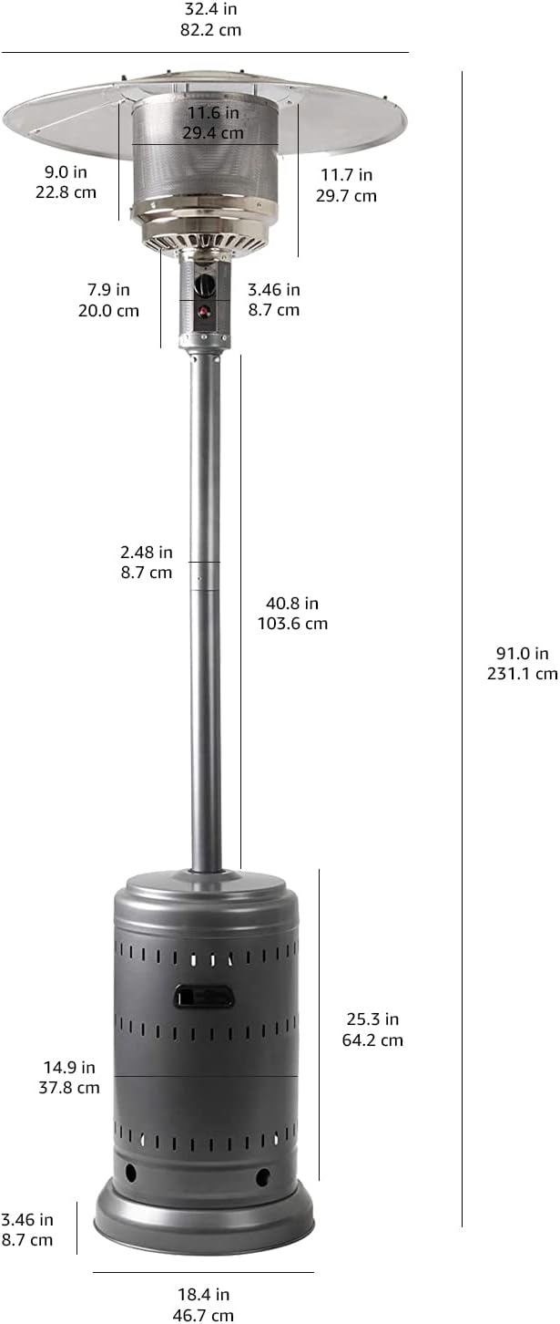 Review Amazon Basics 46,000 BTU Outdoor Propane Patio Heater with
