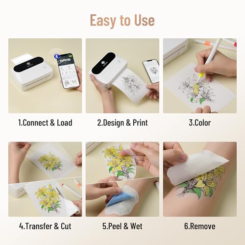 Phomemo TK41 Temporary Tattoo Maker, Create Custom Temporary Tattoos for Adult, Temporary Tattoo Printer Kit with 60Pcs Tattoo Papers & 16 Markers, Gifts for Birthdays, Parties, Weddings and Holidays image 5