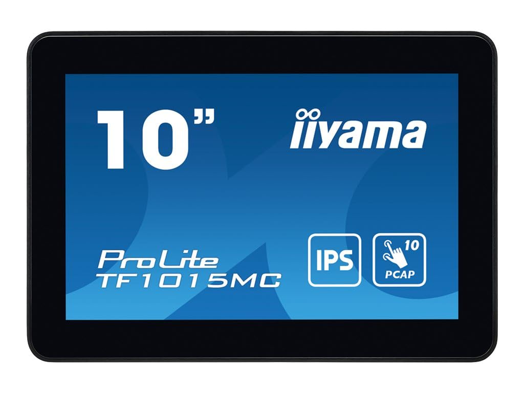 iiyama Prolite TF1015MC-​B3 - Monitor LED IPS WXGA Open Frame 10 punti, multi-​touch VGA HDMI DP RJ45 (LAN) Audio Out IP65 Touch attraverso vetro anti impronte digitali 7H, colore: Nero