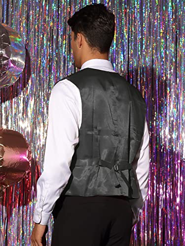 Lars Amadeus Sequin Waistcoat for Men's V-Neck Sleeveless Disco Sparkly Suit Vest3