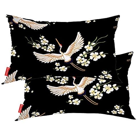 BaoNews White Animal S Throw Pillow Covers,Yellow Branches Cushion Cover Digital Blended Hidden Zipperl Decorative Pillowcases for Hair Skin Lumbar 12X20 in 2 Pcs Cover