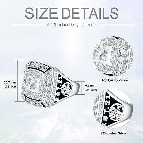 Hundreds of Custom Patterns Fully Personalized Graduation Ring for Men 2025 Sterling Silver/Solid Gold with Birthstone High School College Class Ring Customized Graduation Jewelry Gift for Graduates Size 4-152