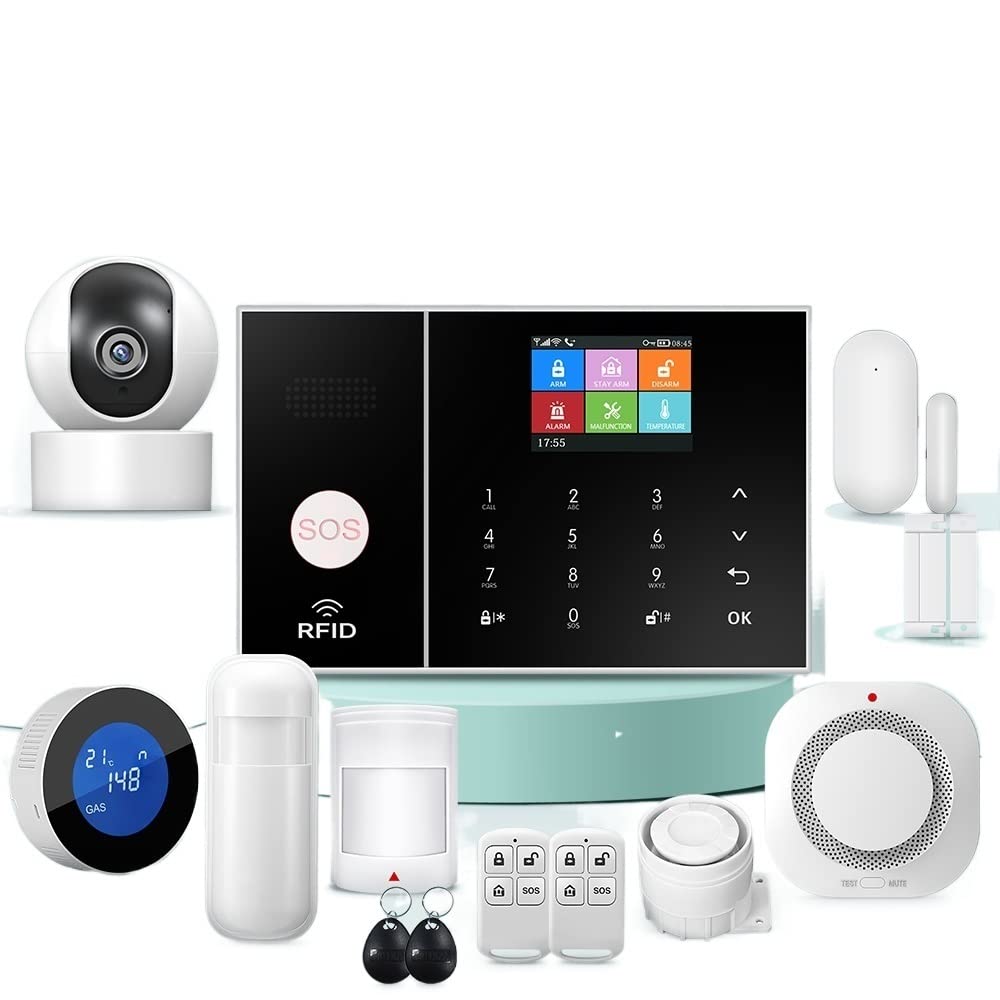 Kit Alarma Casa, Sistema de alarma de seguridad for el hogar GSM Wifi Tuya Smart Life Control Kit de alarma antirrobo con sensor de puerta(SPS3010)