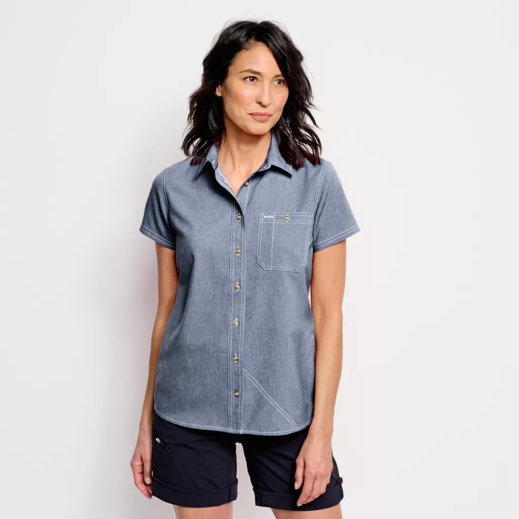 Orvis Tech Chambray Workshirt Short-Sleeved Women's Casual Button Down Shirt - Breathable, Lightweight, Versatile Design
