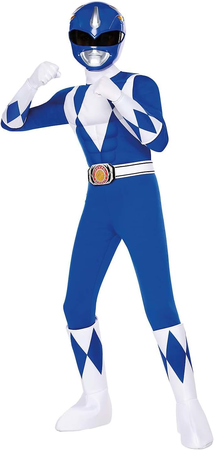 Spirit Halloween Blue Power Ranger Costume, Officially Licensed, Hasbro Toys, Toys, The Power Rangers, Halloween Costumes