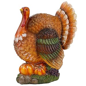 winemana Thanksgiving Table Decorations Resin Turkey with Pumpkin Hand Painted Fall Figurine Centerpiece for Home Kitchen Office Harvest Day Decor