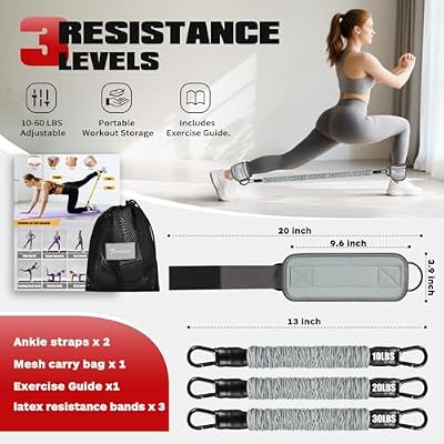 Ankle Resistance Bands with Cuffs, Leg and Glutes Workout Equipment, Resistance Bands with Ankle Straps for Cable Machine Kickbacks, Booty Workouts, Lower Body Exercises - Home Gym Exercise Equipment
