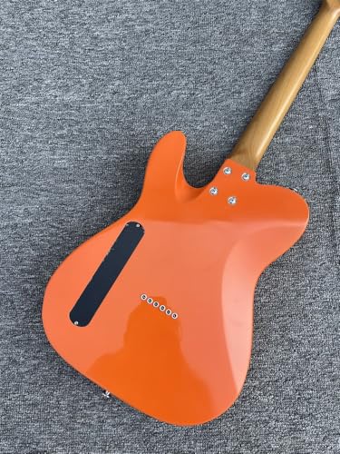 Guitare électrique personnalisée corps acajou manche érable finition orange brillante