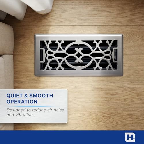 [8 Pack] Fits 4x10 and 10x4 Duct Opening | Decorative Floor Register with Victorian Design by Handua | Heavy Duty Walkable Design | Damper | Floor Vent |Easy to Adjust Air Supply Lever | Satin Nickel by Handua - Used condition - Image 7