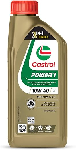 Castrol 3420024 POWER1 4T 10W-40 API SN Synthetic Engine Oil (1L, for Bikes)