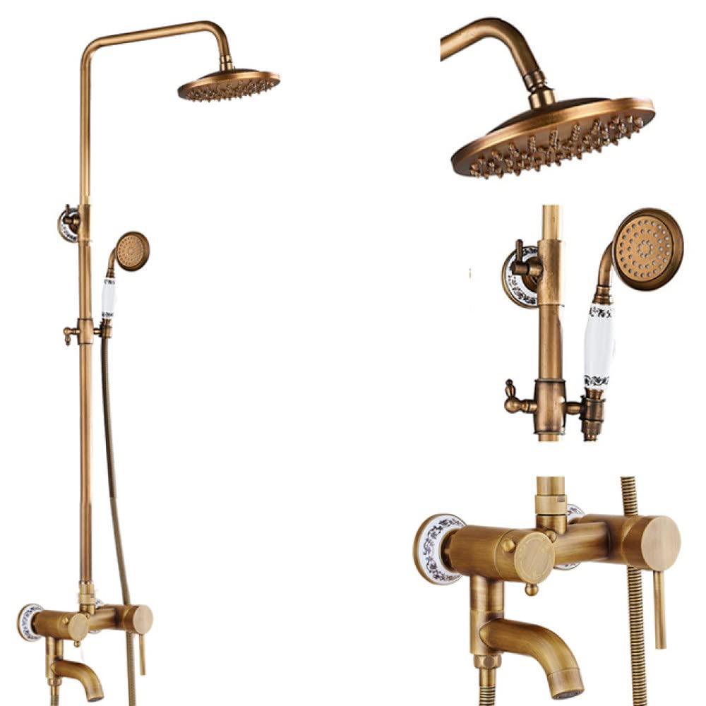 Robinet de douche en laiton mitigeur double poignée et bec de baignoire rétro