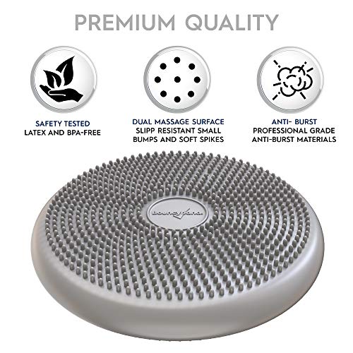 Image of Bouncyband - Wiggle Seat - Silver, 13 inch D - Large Sensory Cushion for Kids Ages 6-18+ - Promotes Active Learning, Improves Student Productivity, Includes Easy-Inflation Pump