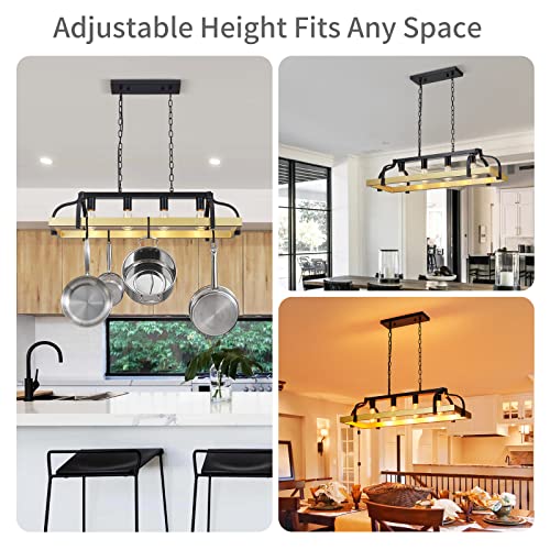 Lustre cuisine îlot central noir suspension rustique rectangulaire E27 - 6