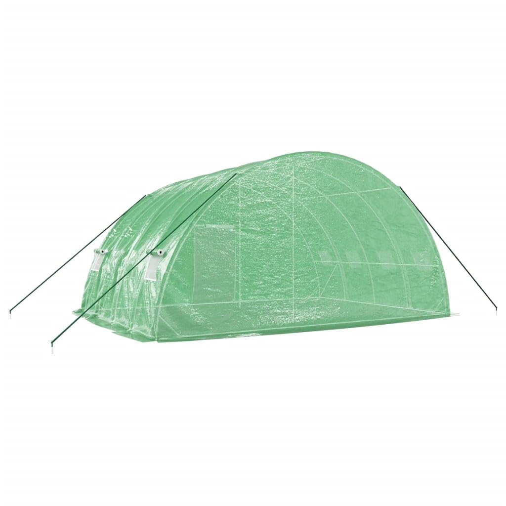 Homgoday Invernadero con Estructura de Acero Verde 24 m² 6x4x2,85 m, Invernadero Caseta Jardín Terraza Plantas Semilla Cultivo Huerto Verduras Cubierta Casero