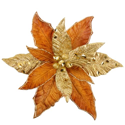 Oairse Juego de 4 flores artificiales de 30 cm de diámetro, flores de Navidad brillantes para árbol de Navidad, decoración de bricolaje, flores artificiales para vacaciones, centro de mesa de comedor,