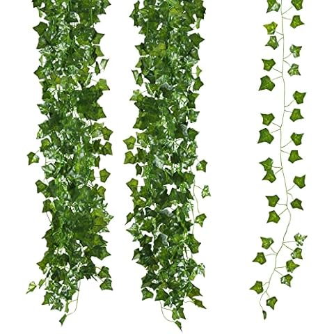 Blumtal Artificial Plant Ivy - Set of 24 Strands (178ft) Decorative Artificial Hanging Plants with Free Cable Ties For a Variety of Options, Durable and Lifelike Ivy Garland Artificial Vines Cover