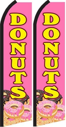 Donuts Standard Size Swooper Feather Flag Sign Pk of 2 (11.5x 2.5 Feet)