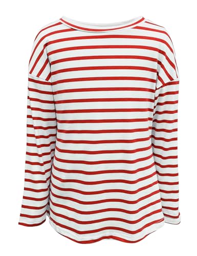Image of Fanway&EC Girls Casual Long Sleeve T Shirts Basic Crewneck Striped Tunic Blouses Tops