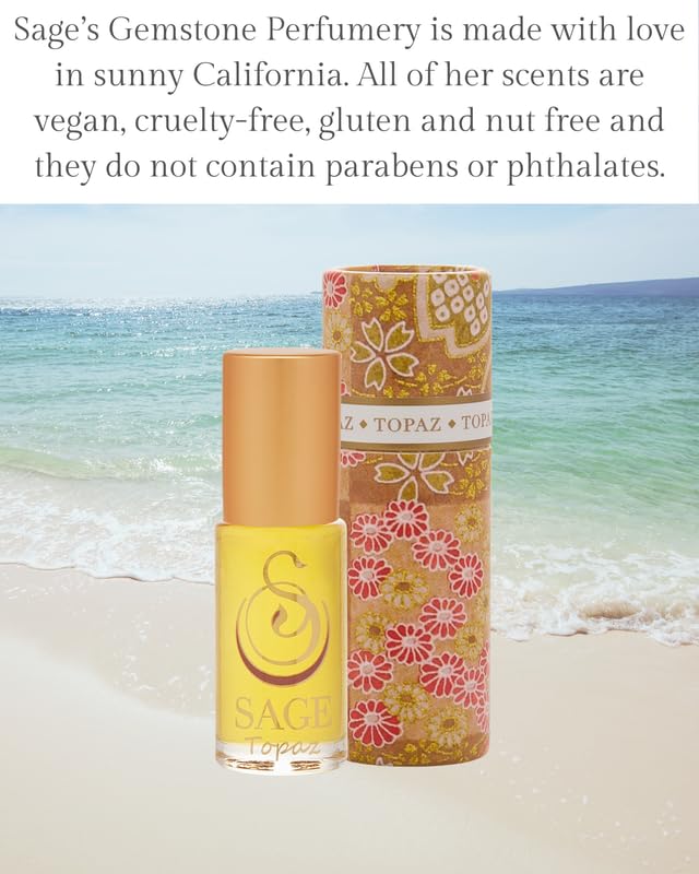 The Sage Lifestyle Topaz Roll On, Oil, Vanilla Perfume, Sandalwood, Rosewood, Mango, Vanilla Musk, Perfume for Women, Long Lasting, Warm & Cozy Fragrance, Gourmand, Artisan, 1/8 oz, Travel Size Parfum - Image 5